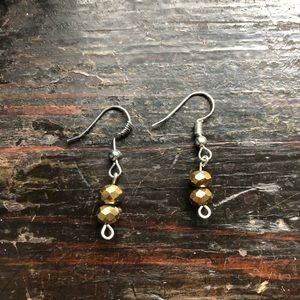 Small dainty gold bead drop earrings